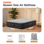 Air Mattress Queen with Built in Pump,18'' Inflatable Mattress 2 Mins Self-Inflation/Deflation,Thicker Blow up Mattress Leak-Proof,Flocked Top Air Bed with Storage Bag for Home, Camping & Guests