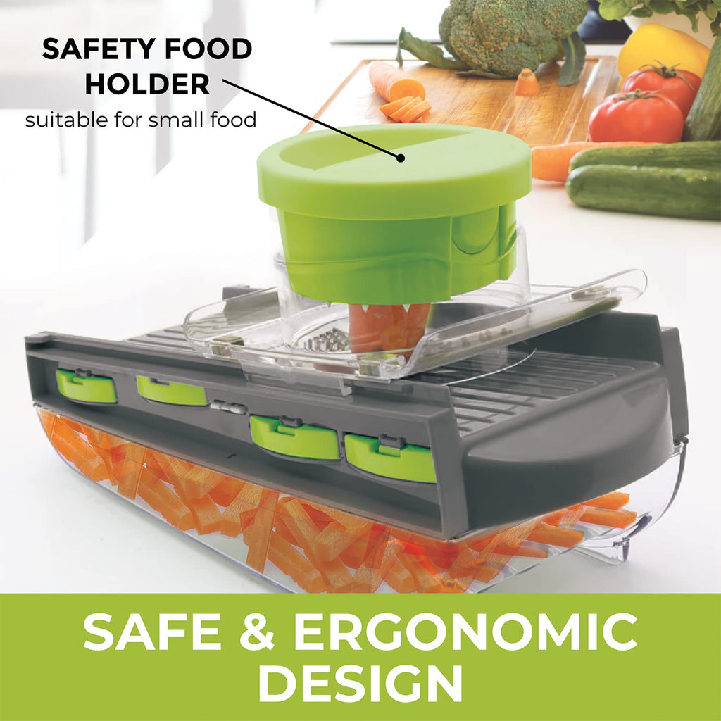 Mueller Mandoline Slicer, Premium Quality V-Pro Five Blade Adjustable Vegetable Slicer, Cutter, Shredder, Veggie Slicers for Fruits and Vegetables Gray
