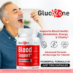 GlucoZone Blood Support - GlucoZone Capsules Support Optimizer Supplement All Natural Advanced Formula, Pills Premium Vitamins for Health & Wellness, 60 Capsules for 1 Month