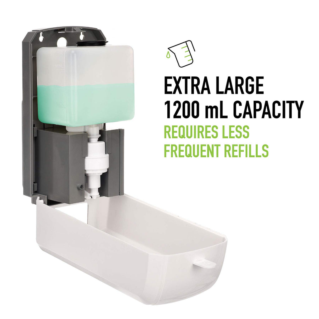 Alpine Automatic Hand Sanitizer Dispenser - Touchless Soap Dispenser with Drip Tray for Restaurant, Hospital, School, Hotel, Kitchen and Bathroom -1200mL Liquid, Gel White