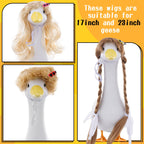 TAKEALOOKO 3 Pcs Porch Goose Wigs with Hair Clips - Cute Goose Outfits Braid Wig Accessories Garden Geese Statue for Funny Lawn Outdoor Patio Yard Goosey Decoration