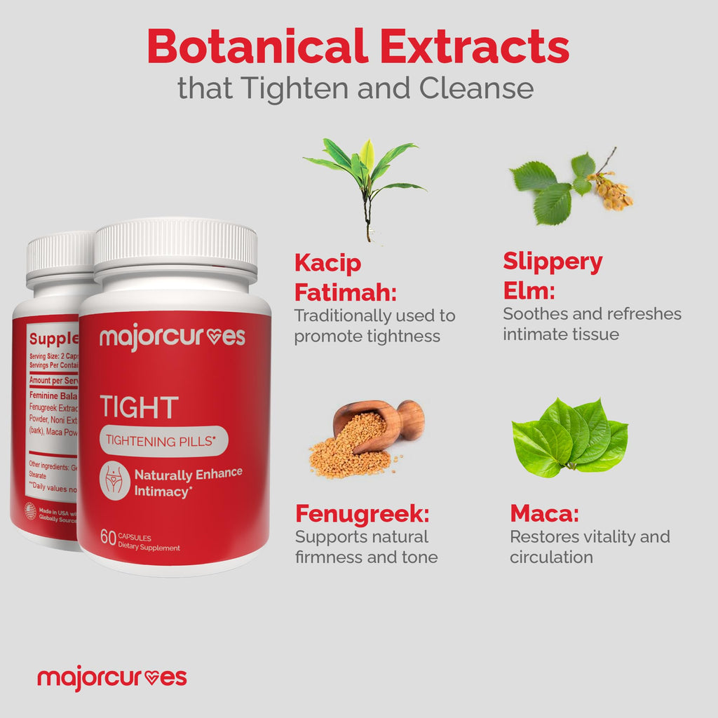 Major Curves Vaginal Tightening Pills – Feminine Support Supplement for Tone, Moisture & Intimate Wellness – V Rejuvenation & Odor Control with Herbal Extracts – Made in USA