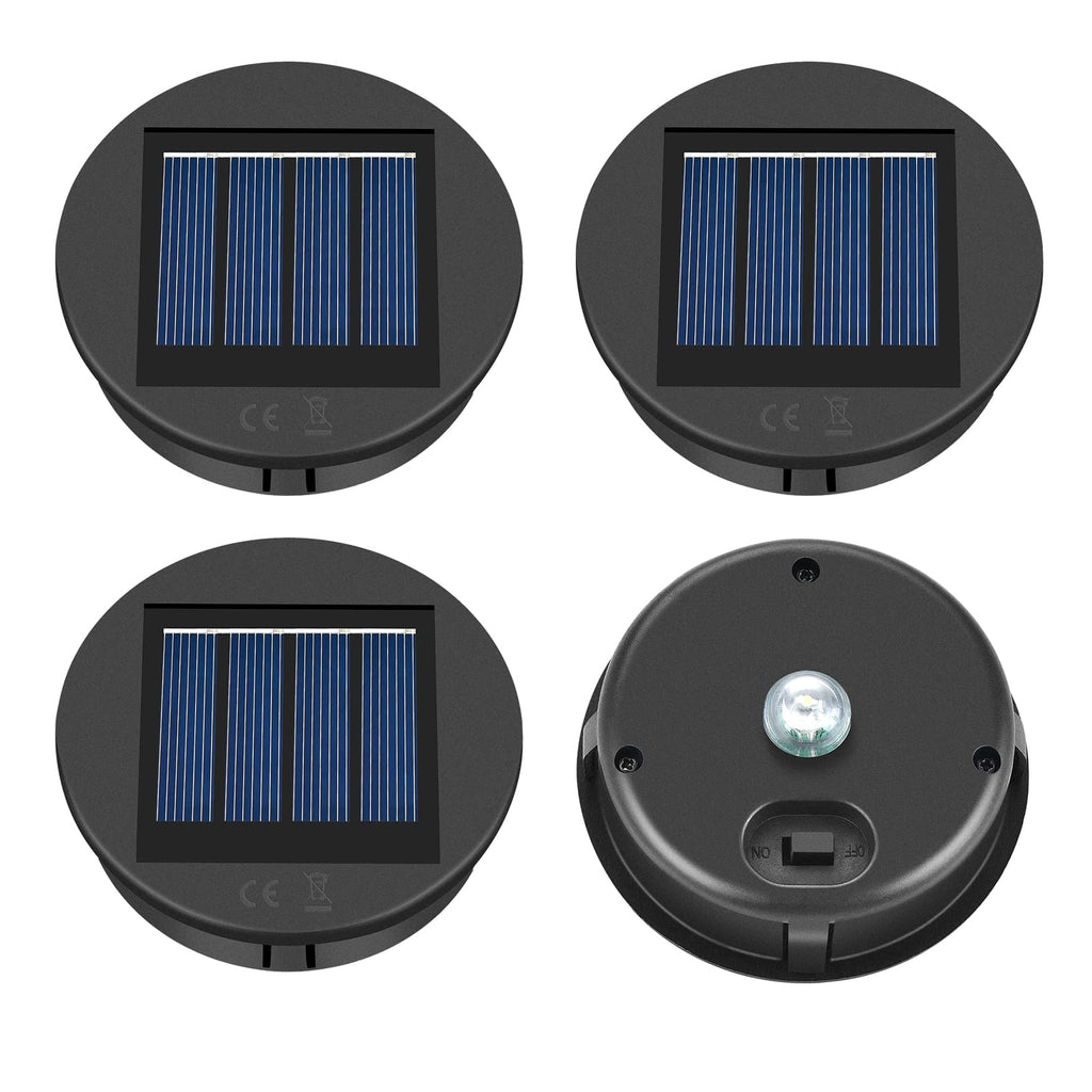 ELUTENG Solar Light Replacement Top 4 Pack (Top Size 3.15 inch, Bottom Size 2.83 inch) LED Solar Lantern Light Lids Outdoor Waterproof Replacement Solar Light Tops Warm White LED