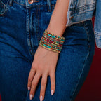 SPUNKYsoul Boho Cuff Bracelets, Women Adjustable Stackable Beaded Accessory