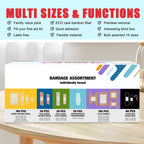 Dodanros Variety Bandages Pack,328ct Assorted Bulk Various Sizes, Shapes &Features | Sheer & Flex Fabric with Benzalkonium, ECO Bamboo Fabric, Waterproof, Cartoon Blind Box Fragrance Bandages