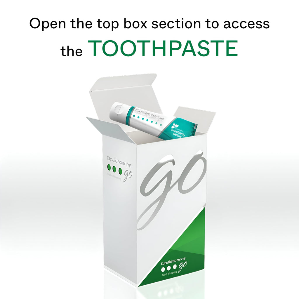 Opalescence GO 15 Whitening Bundle - (7 Treatments) Hydrogen Peroxide Prefilled Teeth Whitening Trays and Travel Original Whitening Toothpaste 1 Oz - Mint Flavor - Includes Toothbrush 6238-1T