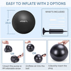 APEXUP Yoga Ball Exercise Ball, Heavy Duty Pilates Ball for Fitness, Balance, Core Workout, Physical Therapy (XXS (9") 23cm, Black)