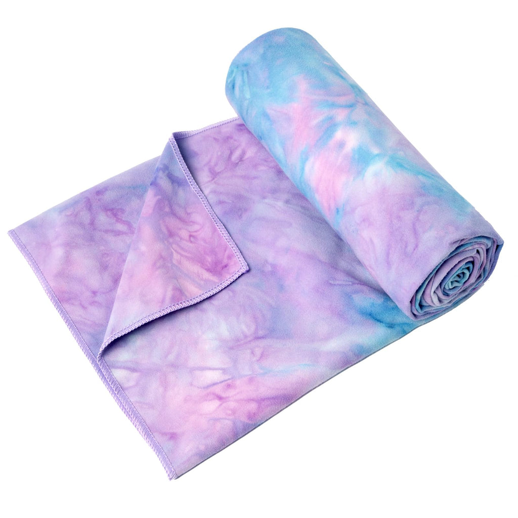 Eunzel Hot Yoga Towel Non Slip Yoga Mat Towel Non-Slip Sweat Absorbent Microfiber Towel for Hot Yoga, Pilates and Workout 72" x 26.5", Purple & Green