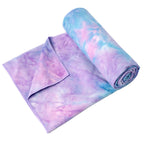 Eunzel Hot Yoga Towel Non Slip Yoga Mat Towel Non-Slip Sweat Absorbent Microfiber Towel for Hot Yoga, Pilates and Workout 72" x 26.5", Purple & Green