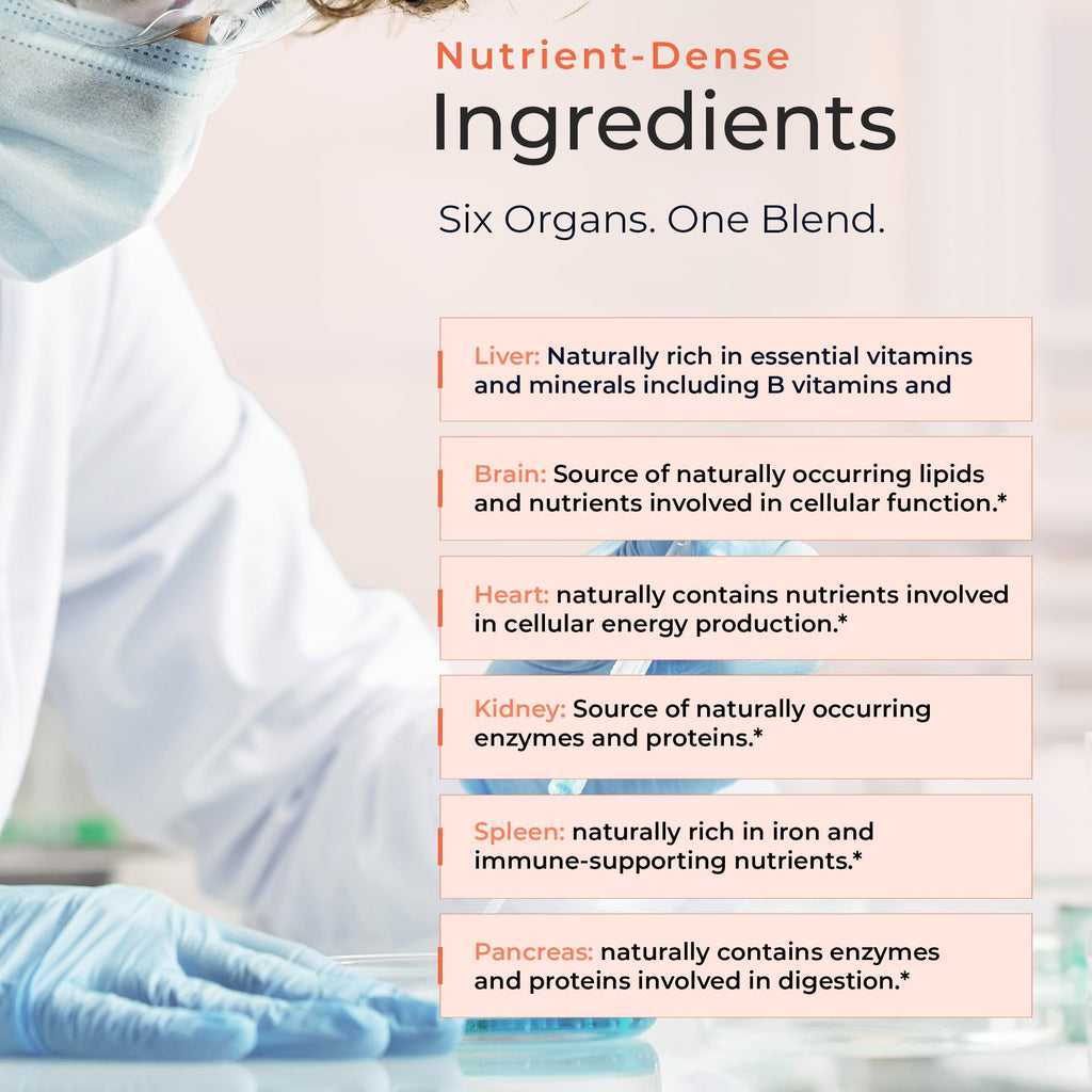 Molecular Fertility Beef Organ Complex - Pasture-Raised, Grass Fed Beef Liver, Brain, Heart, Spleen, Pancreas Blend, Healthy Hormone Balance and Fertility Supplement for Women and Men, 180 Capsules
