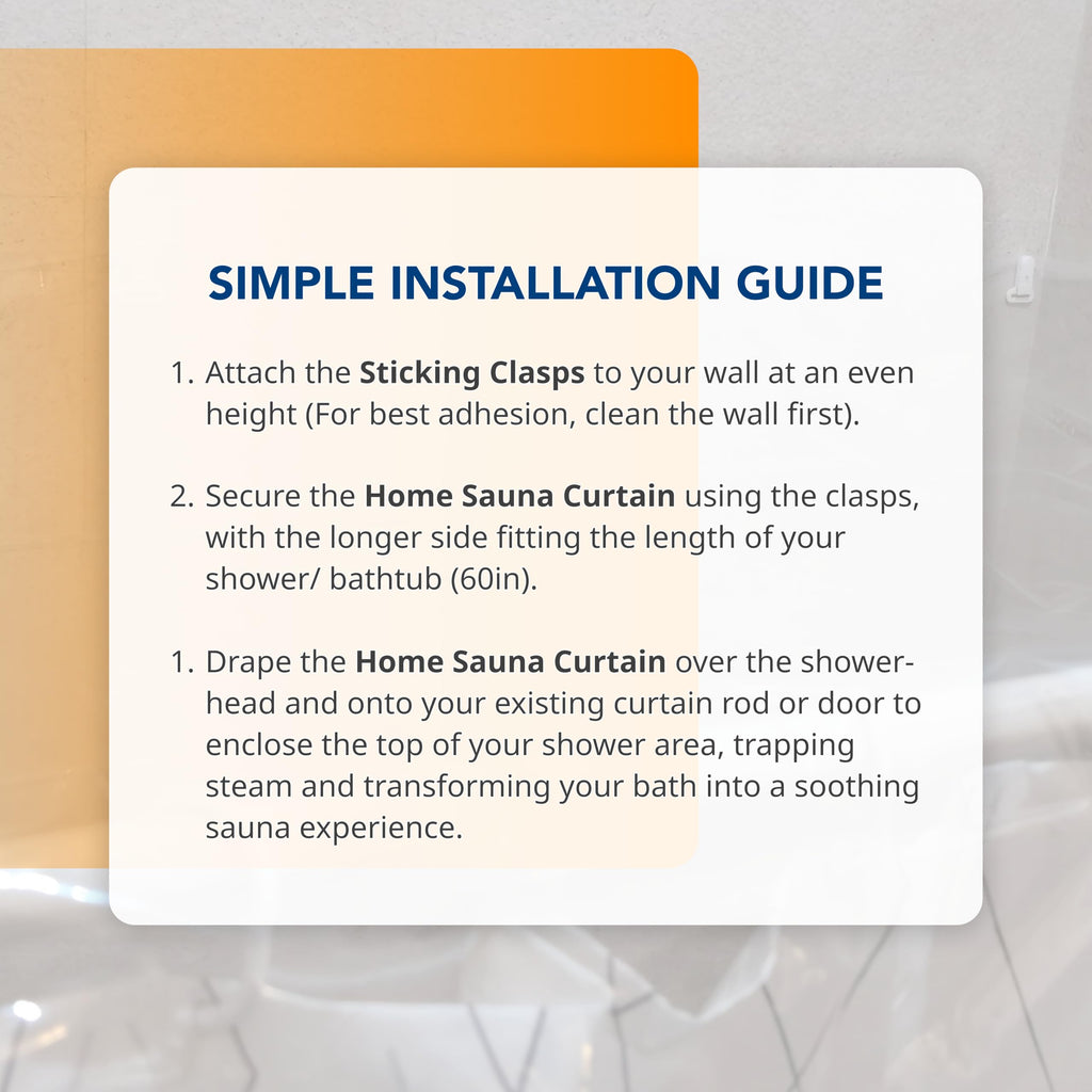 Home Sauna - Removable Sauna Steam Curtain | for Steam Bath Detox & Spa Relaxation | Turn Your Existing Shower into a Personal Steam Sauna | Fits with Existing Shower Curtain Liner