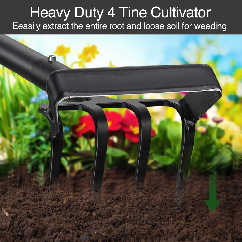 Oliynedy Stirrup Hoe Cultivator Garden Tool Heavy Duty,Scuffle Loop Action Hoe Weeding Gardening Hand Tools for Women Kids Men,Metal Weeder Scraper Garden Hoe Rake Weed Puller Long Handle 32-72