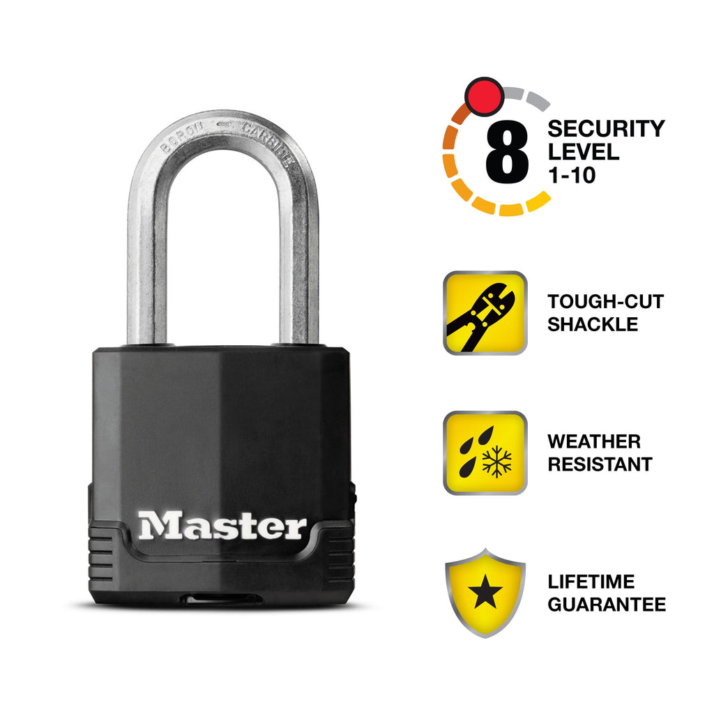 Master Lock Magnum Heavy Duty Outdoor Padlock with Key, Weather Resistant Body and Cut Safe Shackle Make Lock Perfect for Fences, Gates, Sheds, M115XKADLF, Black