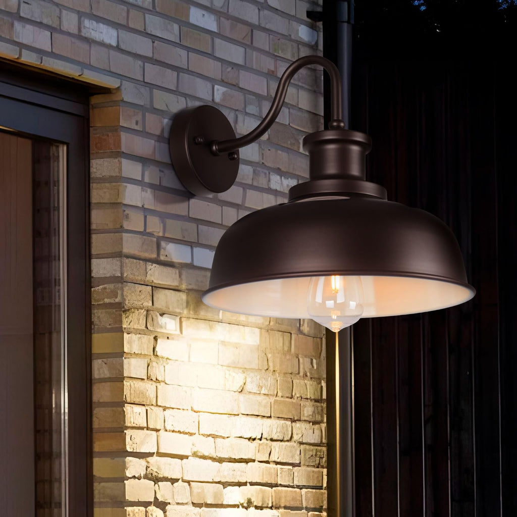 Diyel Solar Barn Lights for Outside, Outdoor Wall Light Solar Powered, Farmhouse Exterior Wall Sconce, Industrial Outside Lighting Fixture, Rustic Bronze White Lanterns for Barn Shed Coop Garage Patio