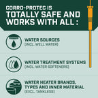 Corro-Protec Powered Anode Rod for Water Heater, 20-Year Warranty, Eliminates Rotten Egg/Sulfur Smell within 24 hours, Stops Corrosion and Reduces Limescale, Electrical Anode Rod Made of Titanium