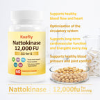 KUAFLY Nattokinase Supplement 12000FU -Organic nattokinase 600mg for Circulatory Wellness,Premium Heart Health Support - Vegan & Gluten Free- 180 Capsules