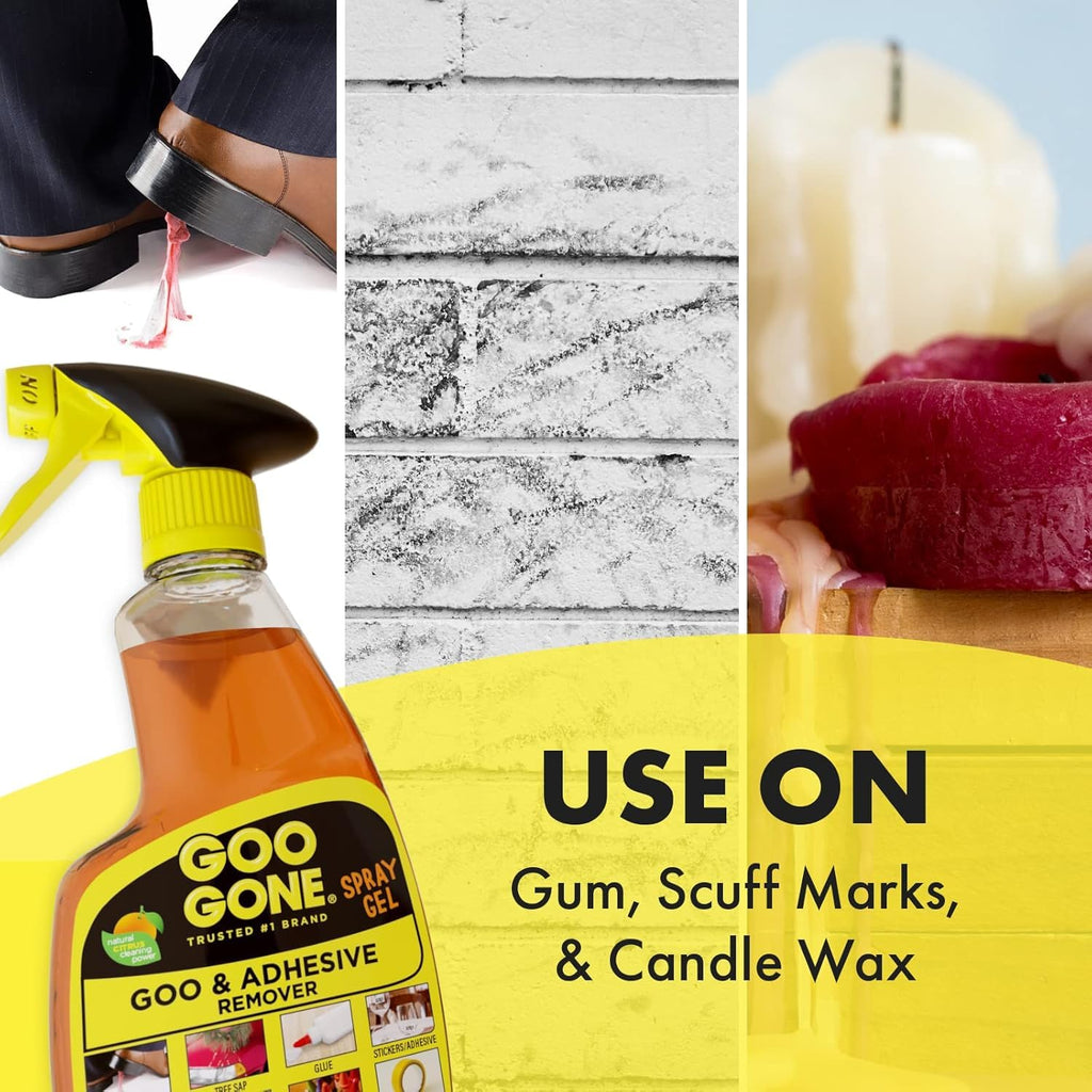 Goo Gone Adhesive Remover Spray Gel 12 Oz with Scraper, Surface Safe