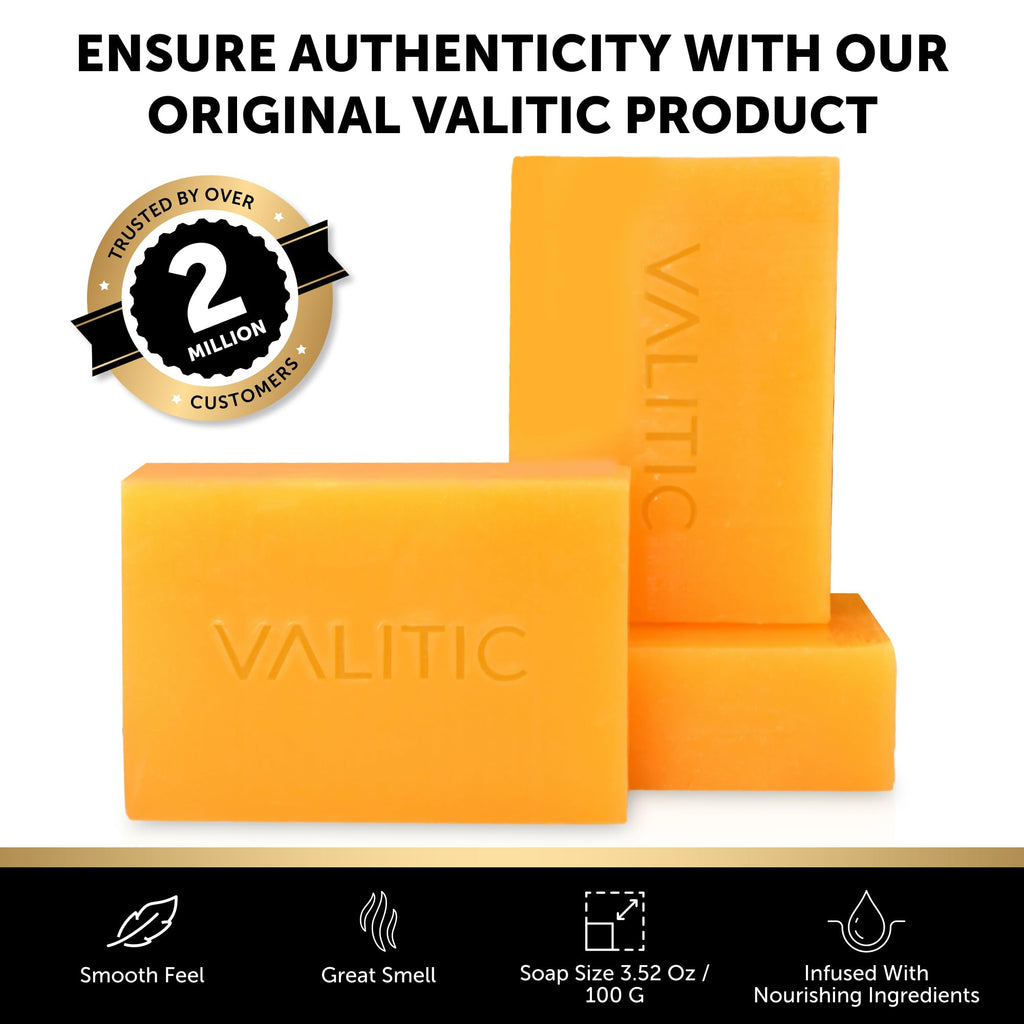 VALITIC Kojic Acid Soap for Hyperpigmentation - with Glutathione, Collagen & Vitamin C - Advanced Soap Bars with Turmeric - Original Japanese Complex for Dark Spot Correction - 3 Pack