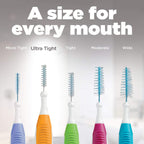 GUM Proxabrush Go-Betweens - Ultra Tight- Interdental Brushes - Soft Bristled Dental Picks for Plaque Removal Health - Safe for Braces & Dental Devices,10 Count (Pack of 8)