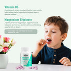 Heivy Kids Calming Supplement, Contains Magnesium Glycinate & Vitamin B6, Support Calm & Relax, Calm Mind and Body, Berry Flavor for Age 4+ (60 Servings), Vegan, Gluten-Free, Made in USA