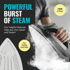 Pursteam Steam Iron for Clothes 1700W with Self-Cleaning Nonstick Stainless Steel Soleplate, Auto Shutoff, Anti-Drip