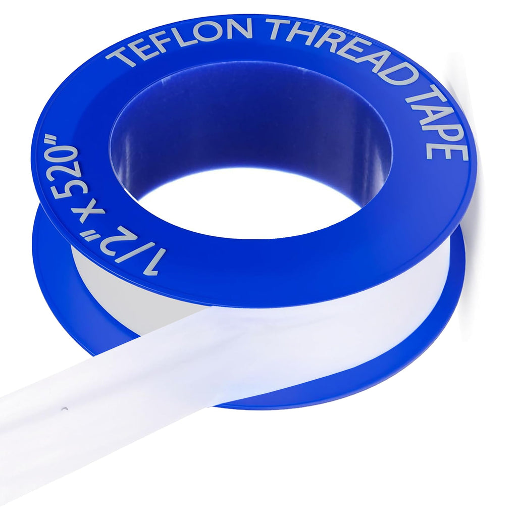 Plumbers PTFE Pipe Sealant Tape, 5.5mil Thick, Flex Seal Tape Waterproof, -212 to 500 Degree F Temperature Range, White (1/2 by 520 Inches 1 Roll)