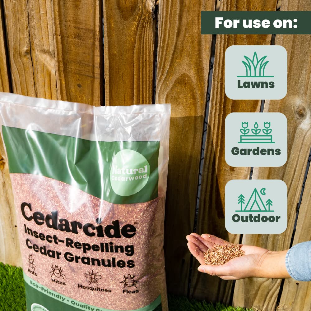 Cedar Lawn Patio Granules | Use on Fleas, Ticks, Ants, Spiders & Mosquitoes | Smells Great, Easy to Use | Family & Pet Safe | 1 Bag (8 Lbs)
