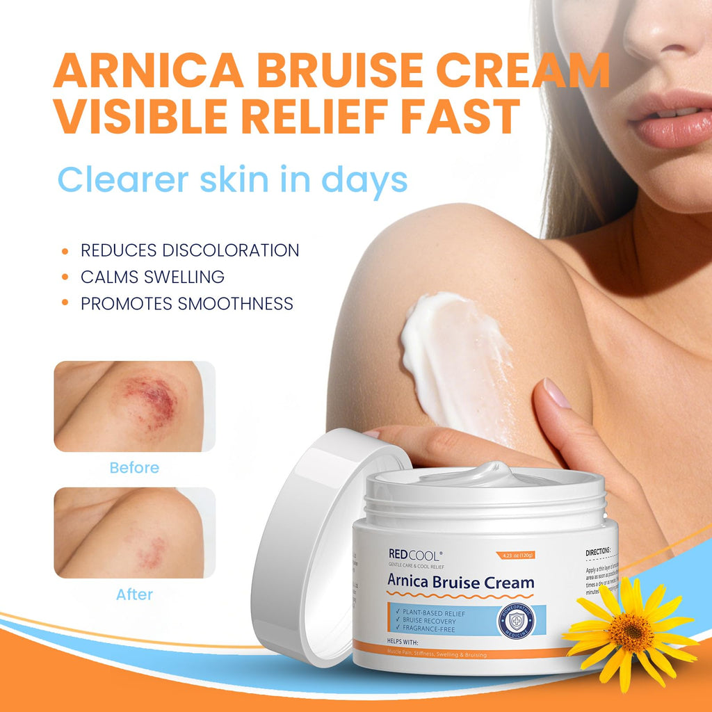 Redcool Arnica Cream Extra Strength for Thin Skin, Arnica Montana Cream with Vitamin K C & E, Fast Absorbing Hydrating Cream for Face and Body, Supports Skin Recovery Appearance, 4.23 oz