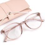 miyya Blue Light Blocking Glasses with Protective Case, Round Transparent Frames for Comfort & Eye Strain Relief