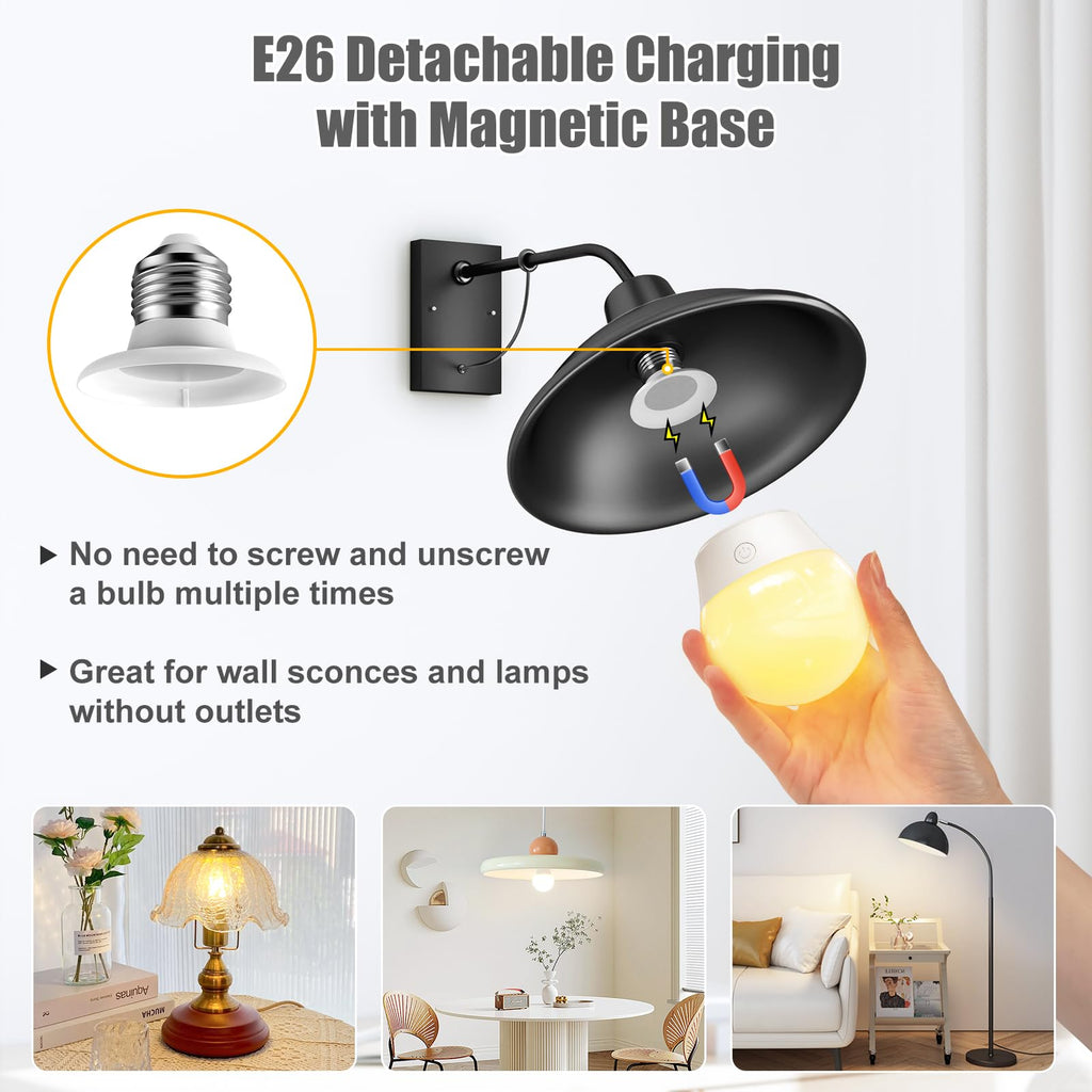 Brightown E26 Rechargeable Light Bulb with Remote and Timer