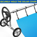 codree 36 Pcs Pool Solar Cover Reel Attachment Kit, Inground Swimming Pool Solar Cover Straps and Clips, Solar Blanket Strap Kit Including 12 Straps with Hooks, 12 Clips and 12 Touch Fastener (Black)