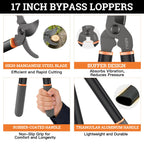 AIRAJ 17'' Bypass Loppers for Tree Trimming,Branch Cutter up to 1.6" Cut Capacity,Sharp Steel Tree Pruner,Chops Thick Branches with Ease,Tree Trimmer for Gardening