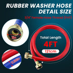 4FT Rubber Washing Machine Hoses for Washer Flexible Burst-proof Rubber Hot and Cold Water hoses 3/4 inch NPT Washer Water Hoses - 2 pack by Fetechmate