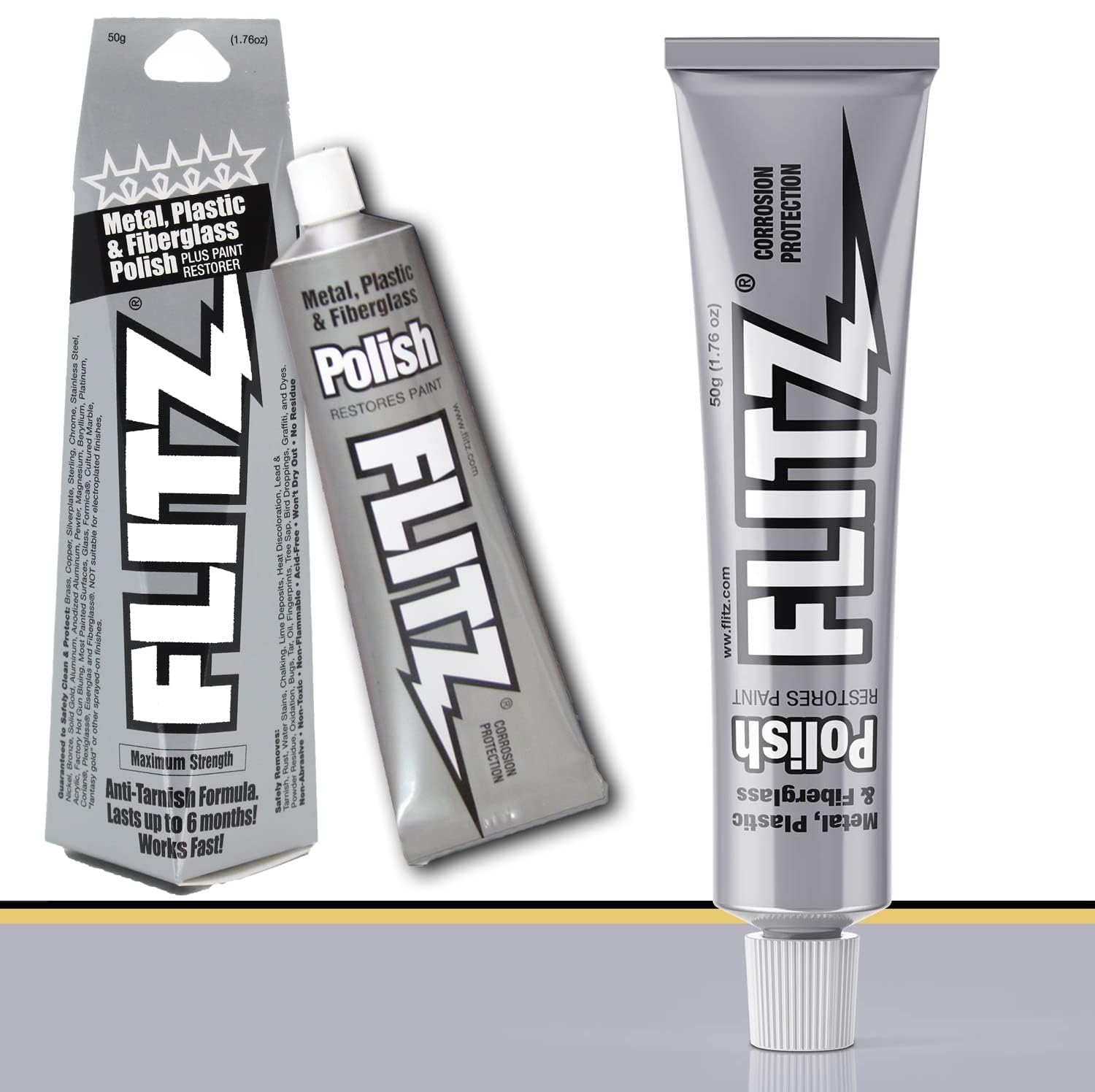 Flitz Metal Polish Paste - 1.76oz USA-Made Polish for Solid Chrome, Stainless Steel, & Aluminum - Non-Abrasive for Light Oxidation - Requires Manual Buffing - Not for Plated/Coated Surfaces (80 Pack)