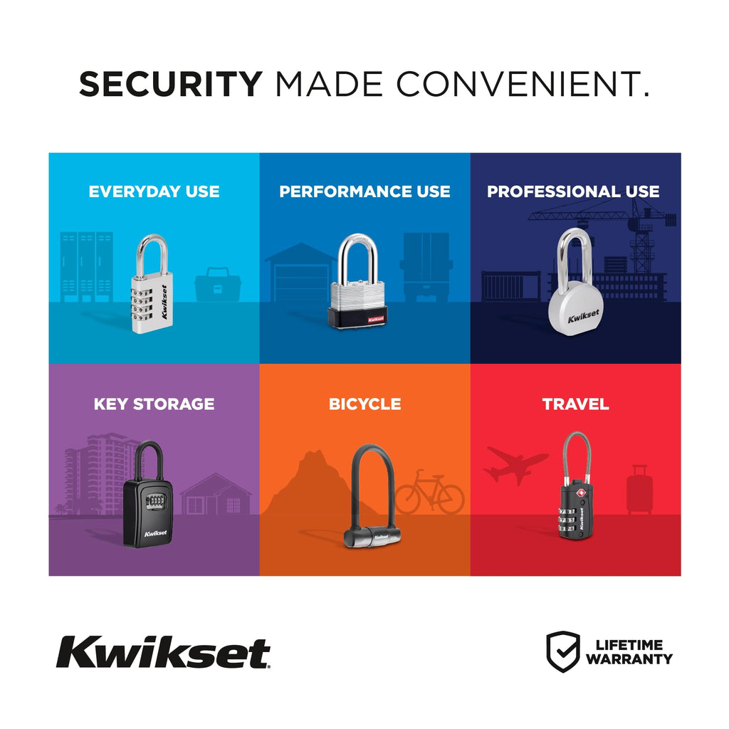 Kwikset Discus Padlock with Boron Carbide Shackle, High Security Outdoor Storage and Gate Lock, 2-3/4 in Body, 1 Pack, Silver