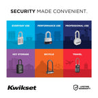 Kwikset Discus Padlock with Boron Carbide Shackle, High Security Outdoor Storage and Gate Lock, 2-3/4 in Body, 1 Pack, Silver