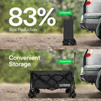 VIVOSUN Collapsible Folding Wagon, 350 lb Load-Bearing Outdoor Utility Cart with Silent Universal Wheels, Cup Holders &Side Pockets, Adjustable Handle, for Camping, Garden, Sports, Picnic, Shopping