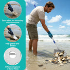 Sand Flea Rake, 65 Inches Long Handle, Stainless Steel Shark Tooth Sifter