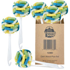 Compac Home Dish SpongeWand Plus Tri Surface Scrubbing Sponge with Cello Foam Scour Sponge Petals, Cleans Dishes, Glassware 360 Scrubber Pads for Tough to Clean Pots Pans, Multi-Color, (Pack of 6)
