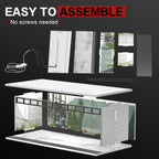 SAMYUCHO 1/64 Scale Diecast Display Case for Hot Wheels Matchbox Cars, Toy Car Model Mini Garage with LED Light and Acrylic Cover, Stackable Parking Lot Diorama Storage for Collection Present