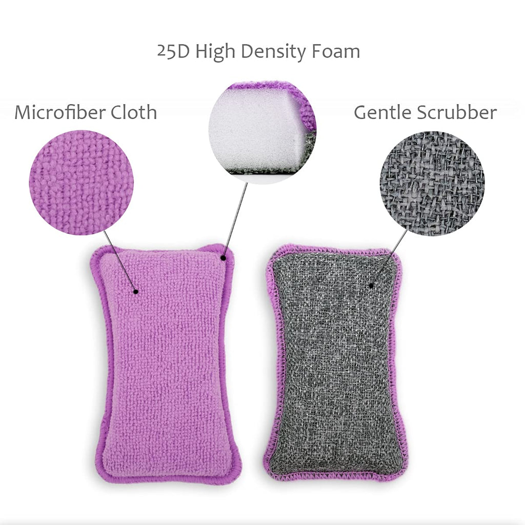 UPSTAR Dish Sponges Kitchen, Microfiber Cleaning Scrubber for Dishwashing, Sink, Basin and Multi-Pupose, Size L Pack of 8