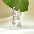 SWEETV Bridal Wedding Earrings for Brides Bridesmaides-Marquise Teardrop Earrings for Women, Cubic Zirconia Drop and Dangle Earrings for Prom or Pageant,Jewelry, Silver