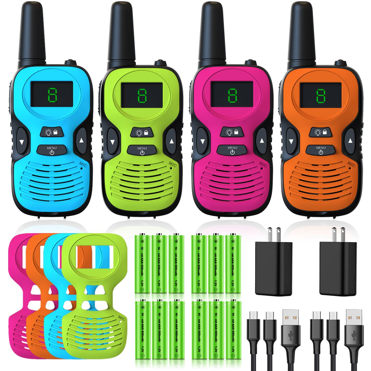 Walkie Talkies for Kids Rechargeable 4 Pack - Outdoor Hiking Camping Toys