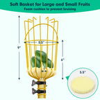 Lilyvane Fruit Picker, 66 Inch Long Heavy Duty Fruit Picker Tool with Fruit Basket, Adjustable Splicing Extension Fruit Picker Pole Fruit Picking Grabber