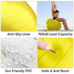 APEXUP Yoga Ball Exercise Ball, Anti Slip Stability Ball Chair, Heavy Duty Large Gym Ball for Fitness, Balance, Core Workout and Physical Therapy (S (15"~18") 45cm, Yellow)
