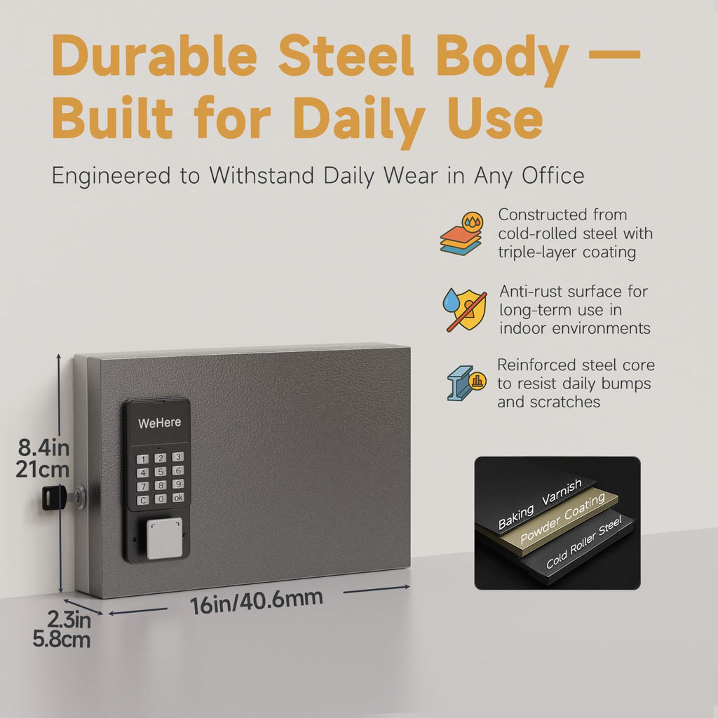 DiDiHere 24 Key Lock Box Wall Mount, APP Bluetooth/One Time Password Share/Wi-Fi Remote, Smart Key Cabinet, Key Organizer box, Access Log Tracking Key Management System Apartment, Hotel, Office, House