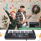 M SANMERSEN Upgraded Kids Piano Keyboard 37 Keys with Microphone, Music Toys Birthday Gifts for 3 4 5 6 Year Old Boys Girls, Black