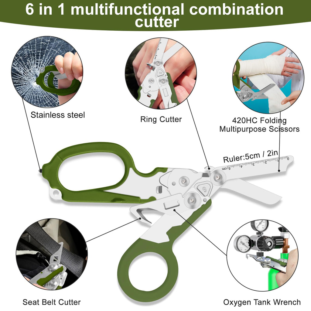 Lemasa 6-in-1 Heavy-Duty Emergency trauma shears (Army green)