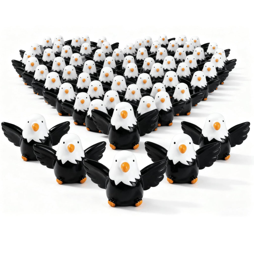 Nyuemystery 100 Pcs Mini Resin Bald Eagle Figurines, Patriotic American Eagle Statues for Garden Decor, Party Supplies, Independence Day Celebrations (Bald Eagle)