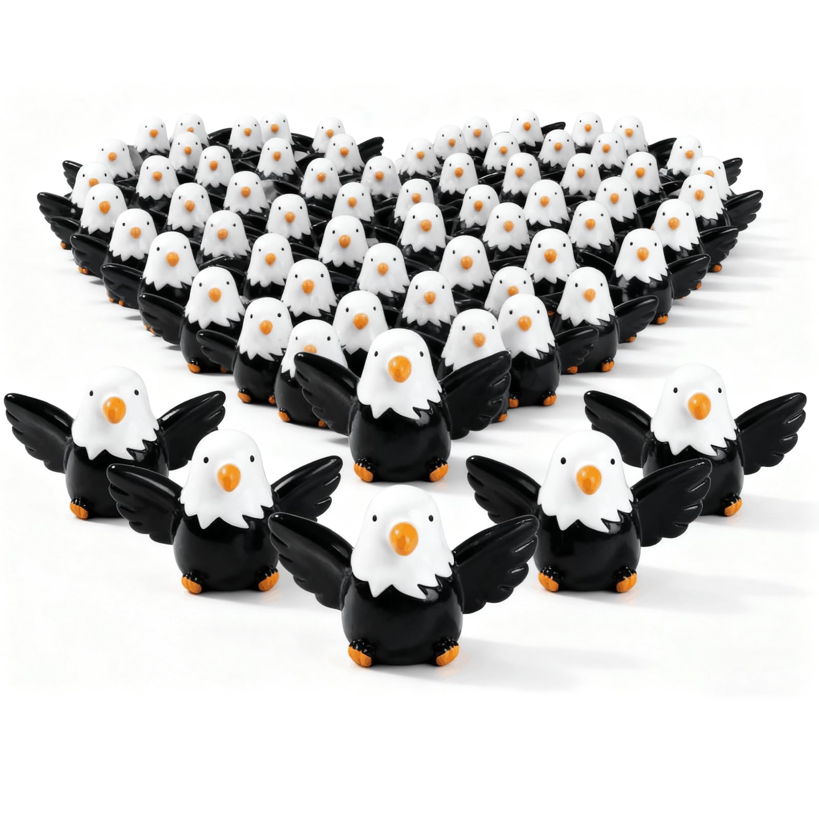 Nyuemystery 100 Pcs Mini Resin Bald Eagle Figurines, Patriotic American Eagle Statues for Garden Decor, Party Supplies, Independence Day Celebrations (Bald Eagle)
